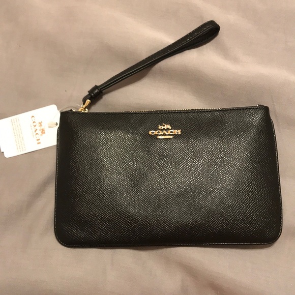 Coach Handbags - Black Coach Large Wristlet